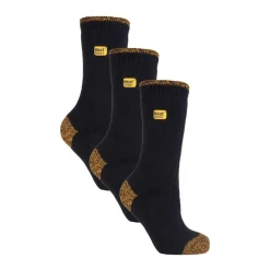 3-Pack Unisex Winter Crew Work Socks in Black with Reinforced Heel & Toe