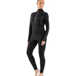 Womens Cozy Zip Neck Long Sleeved Base Layer Top